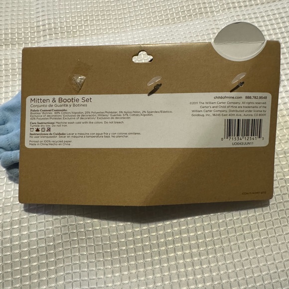 Carter’s blue and white Mitten & Bootie set for Newborn - Picture 5 of 5